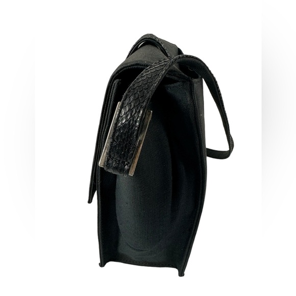 Vintage GIANNI VERSACE black canvas shoulder bag snake trim with duster - Picture 9 of 16